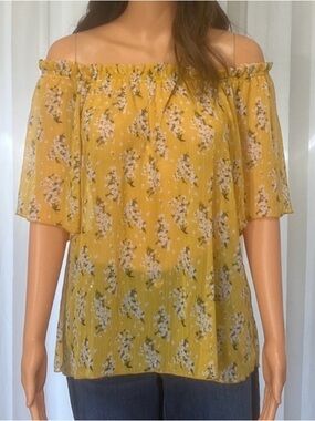Chic Yellow Floral Off-Shoulder Blouse
